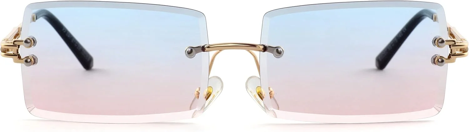 عینک آفتابی مستطیلی بدون فریم کورسان مردانه زنانه، عینک آفتابی کوچک بدون لبه محافظ UV400