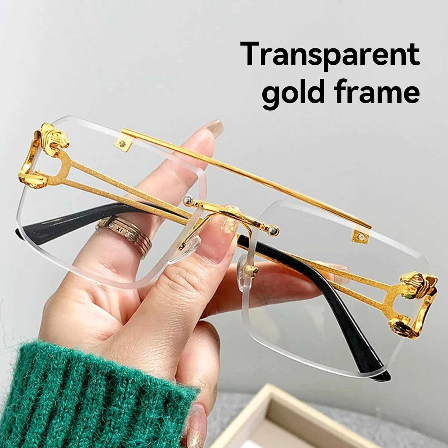 عینک آفتابی بدون فریم Kepoita مردانه، مربعی، شیک، لنزهای رنگی، فلزی، مستطیلی، Y2K، محافظ UV400