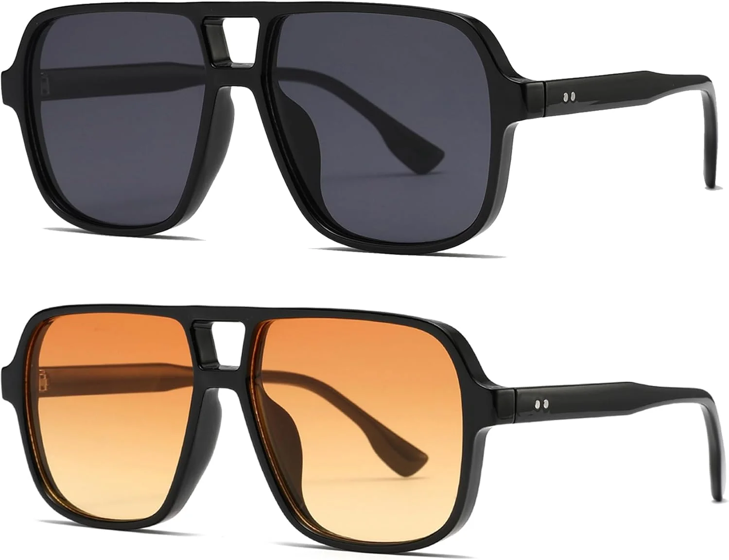 عینک آفتابی خلبانی مربعی رترو لانگ کیپر زنانه مردانه، بزرگ، رترو، هوانوردی، مربعی، پل دوبل، عینک آفتابی سایه های قدیمی محافظت UV400