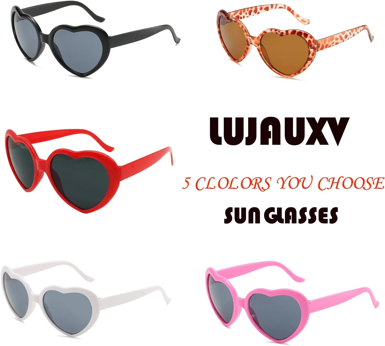 عینک آفتابی قلبی شکل LUJAUXV برای زنان، عینک های قلبی زیبا و مد روز، عینک آفتابی رترو تیلور، محافظت UV400 عینک آفتابی قلبی شکل LUJAUXV برای زنان، عینک های قلبی زیبا و مد روز، عینک آفتابی رترو تیلور، محافظت UV400