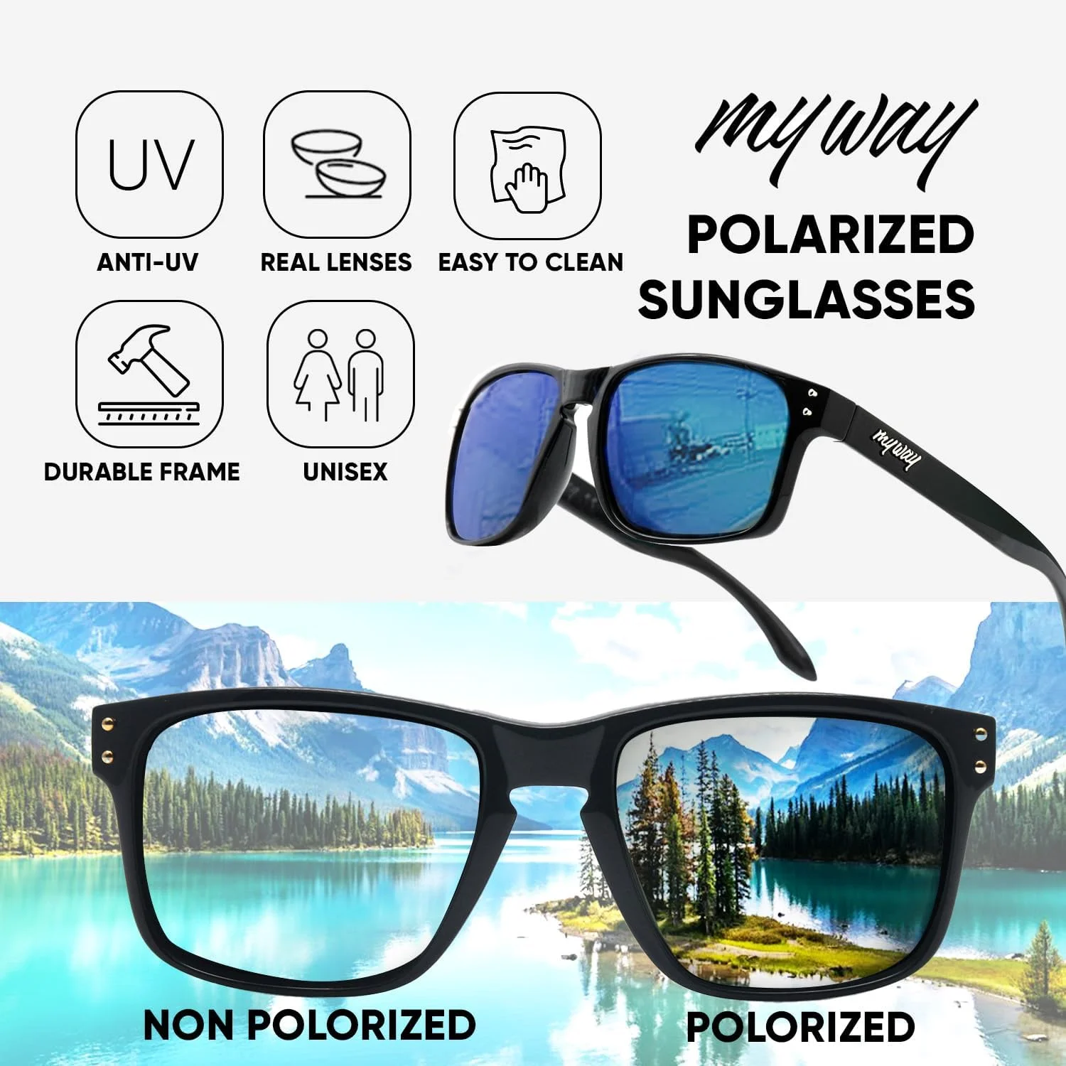 عینک آفتابی لنز شیشه ای لوکس Myway برای مردان و زنان، مناسب دویدن، ماهیگیری، گلف و لوازم جانبی با گزینه عینک آفتابی لنز پلاریزه
