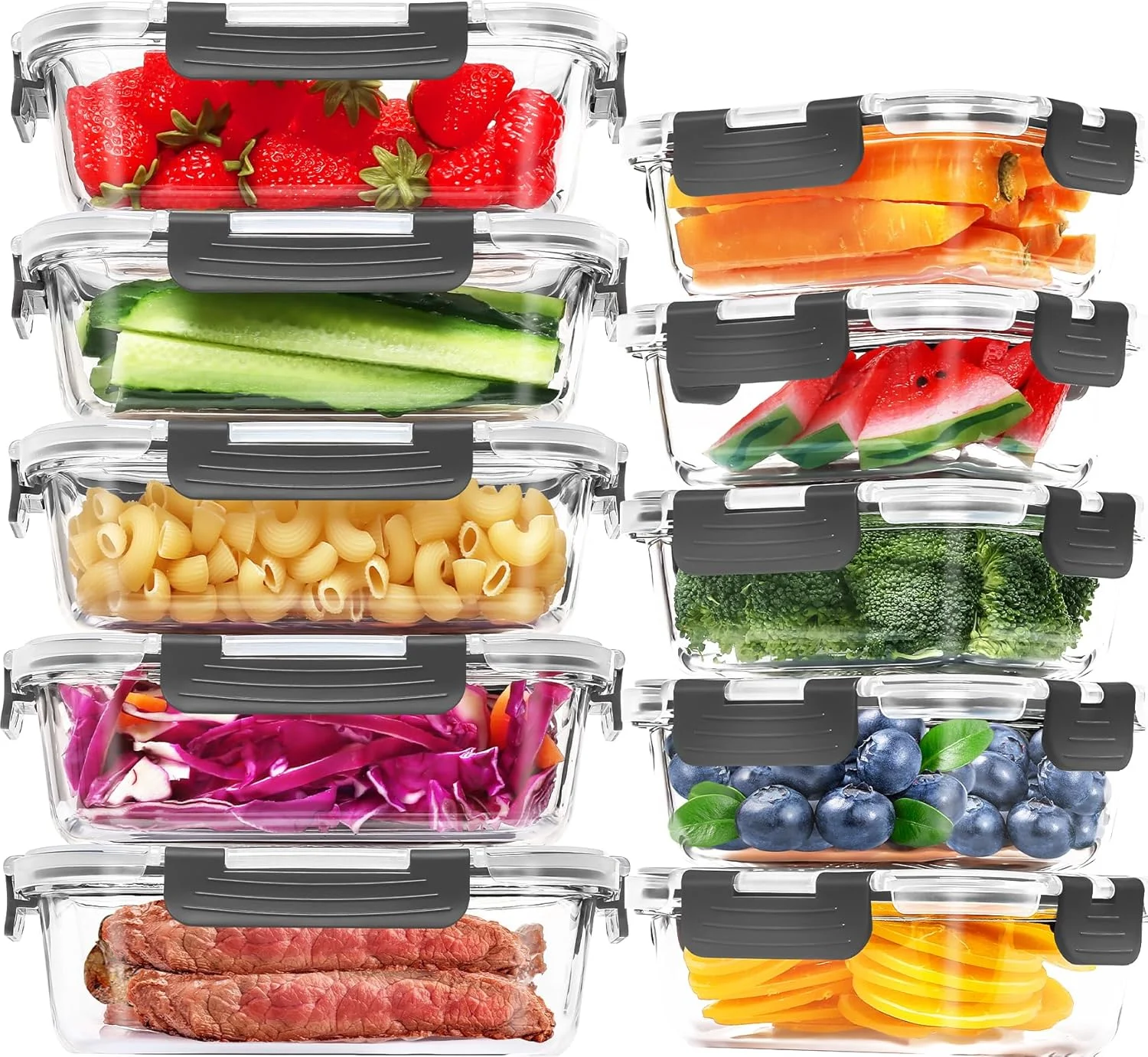 ظروف آماده سازی غذا شیشه ای Skroam بسته 10 عددی، ظروف نگهداری غذا با درب های قفل شونده، جعبه های بنتو درب دار مناسب مایکروویو، فر، فریزر و ماشین ظرفشویی ظروف آماده سازی غذا شیشه ای Skroam بسته 10 عددی، ظروف نگهداری غذا با درب های قفل شونده، جعبه های بنتو درب دار مناسب مایکروویو، فر، فریزر و ماشین ظرفشویی