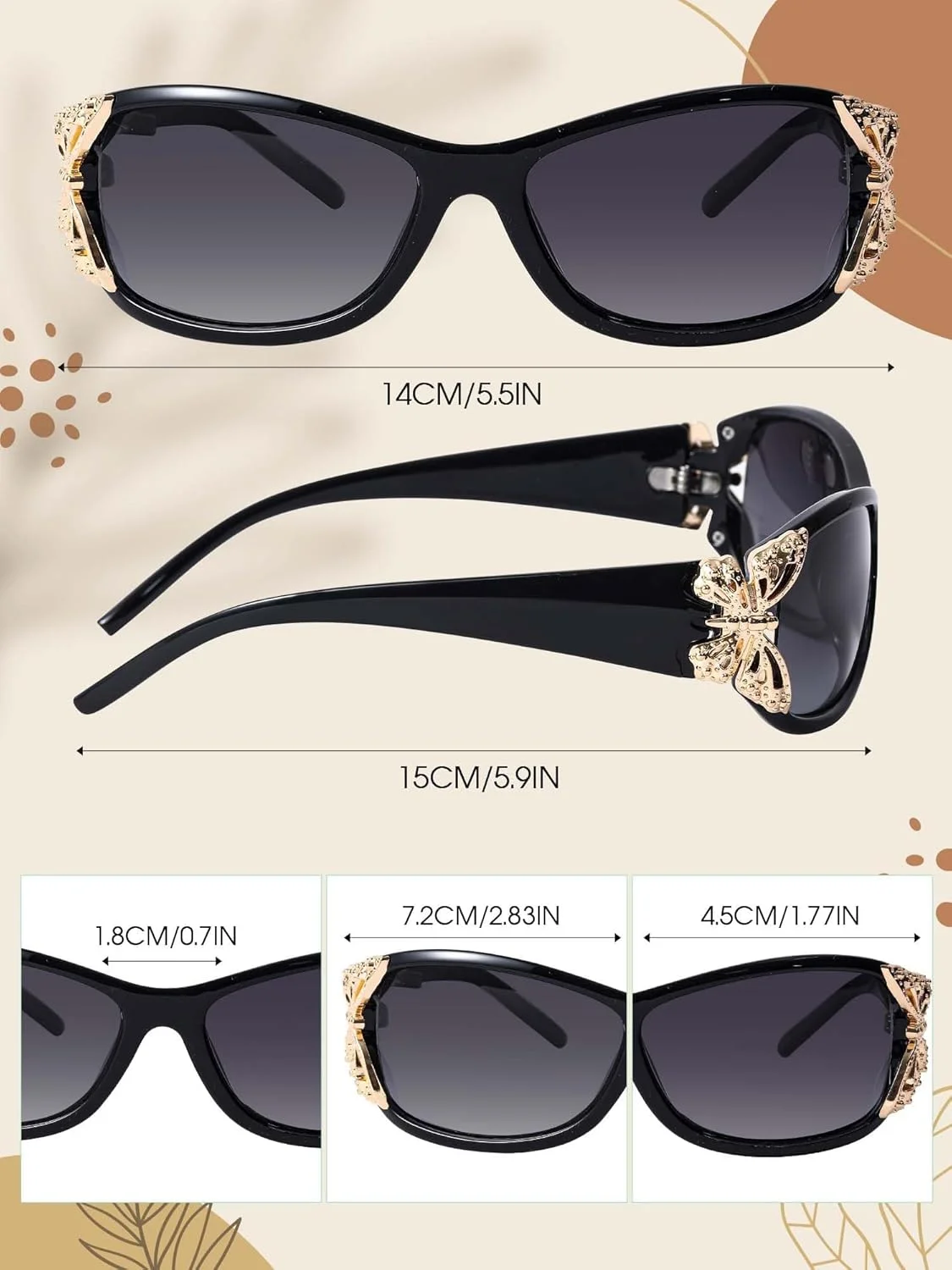 عینک آفتابی پلاریزه زنانه NALACAL، 3 عدد، محافظت در برابر اشعه ماوراء بنفش، عینک آفتابی پروانه ای دور پیچ مد روز، سایه های آفتابی شیک، محافظت در برابر اشعه ماوراء بنفش، سبک وزن برای رانندگی و ماهیگیری در تابستان، 3 مدل