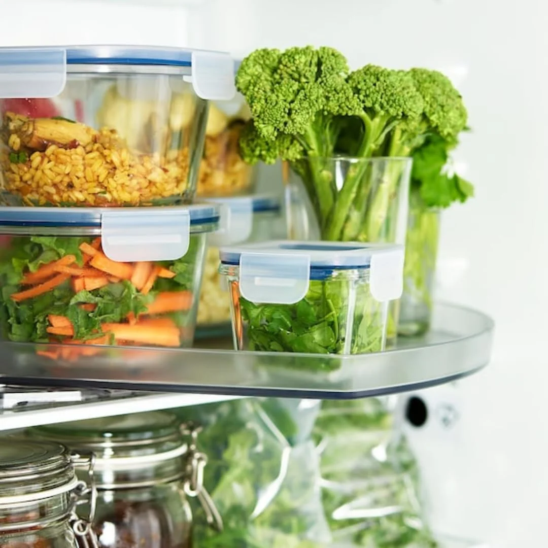 ظروف شیشه ای مربع شکل نگهداری غذا با درب، 180 میلی لیتر، قابل استفاده در مایکروویو، فریزر و ماشین ظرفشویی، بسته 3 عددی