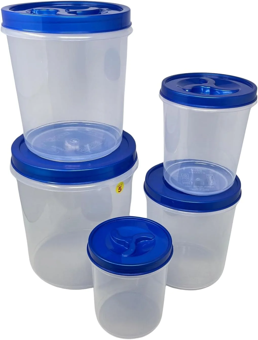 ست ظروف نگهداری غذا سوکاسا 5 تکه 1500ml+2200ml+3500ml+5000ml+7500ml، ظروف بزرگ نگهداری غلات و مواد غذایی خشک، فاقد BPA، قابل استفاده در مایکروویو، قابل شستشو در ماشین ظرفشویی، قابل استفاده در فریزر