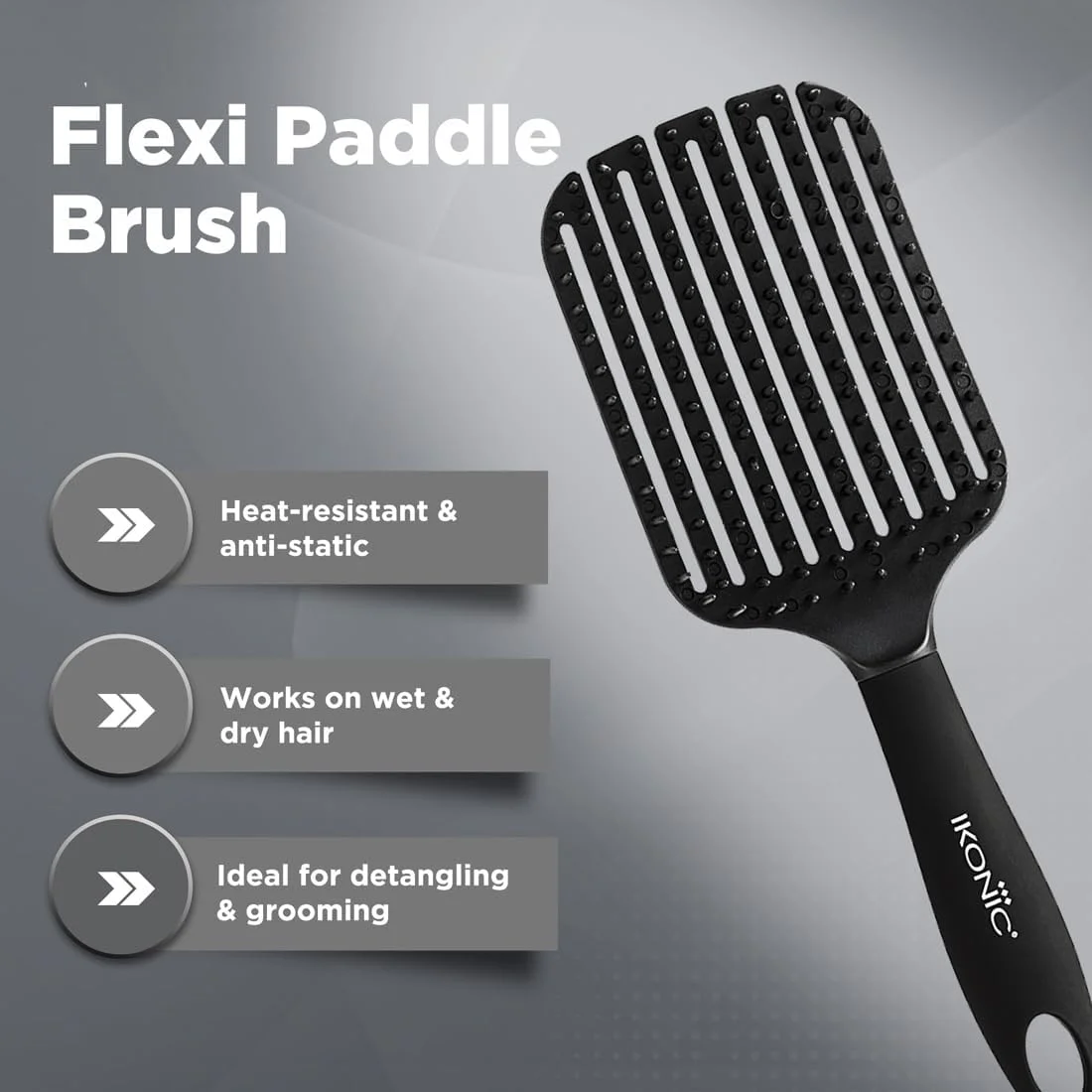 Ikonic Flexi Paddle Brush Black Ikonic Flexi Paddle Brush Black