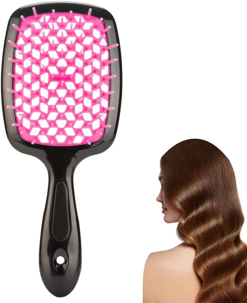 JZS Detangler Hair Brush Massage Curl Comb for Women for Natural Curly Wet Dry Thick Straight Long Hair(Rose Red)