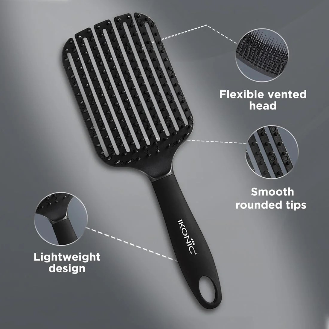 Ikonic Flexi Paddle Brush Black Ikonic Flexi Paddle Brush Black