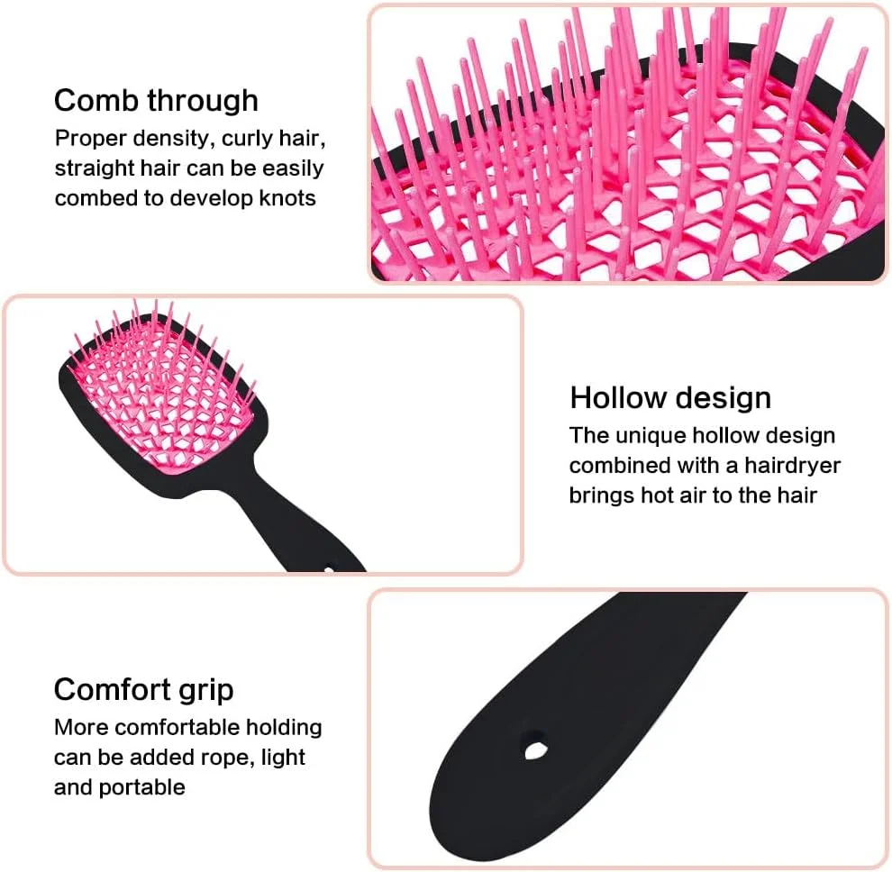 JZS Detangler Hair Brush Massage Curl Comb for Women for Natural Curly Wet Dry Thick Straight Long Hair(Rose Red) JZS Detangler Hair Brush Massage Curl Comb for Women for Natural Curly Wet Dry Thick Straight Long Hair(Rose Red)