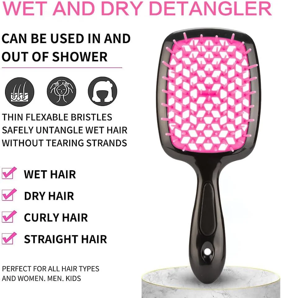 JZS Detangler Hair Brush Massage Curl Comb for Women for Natural Curly Wet Dry Thick Straight Long Hair(Rose Red) JZS Detangler Hair Brush Massage Curl Comb for Women for Natural Curly Wet Dry Thick Straight Long Hair(Rose Red)