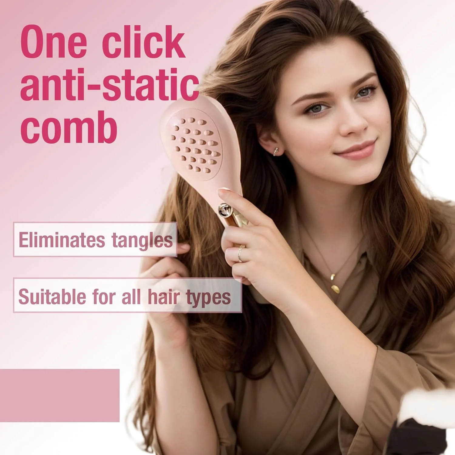 JIANGLAI Telescopic Self Cleaning Hair Brush with Two Hair Clips, One Click Hair Comb Anti Static Massage Eliminates Knots Detangling Hairbrush for Wet and Dry Hair All Hair Types (Beige) JIANGLAI Telescopic Self Cleaning Hair Brush with Two Hair Clips, One Click Hair Comb Anti Static Massage Eliminates Knots Detangling Hairbrush for Wet and Dry Hair All Hair Types (Beige)