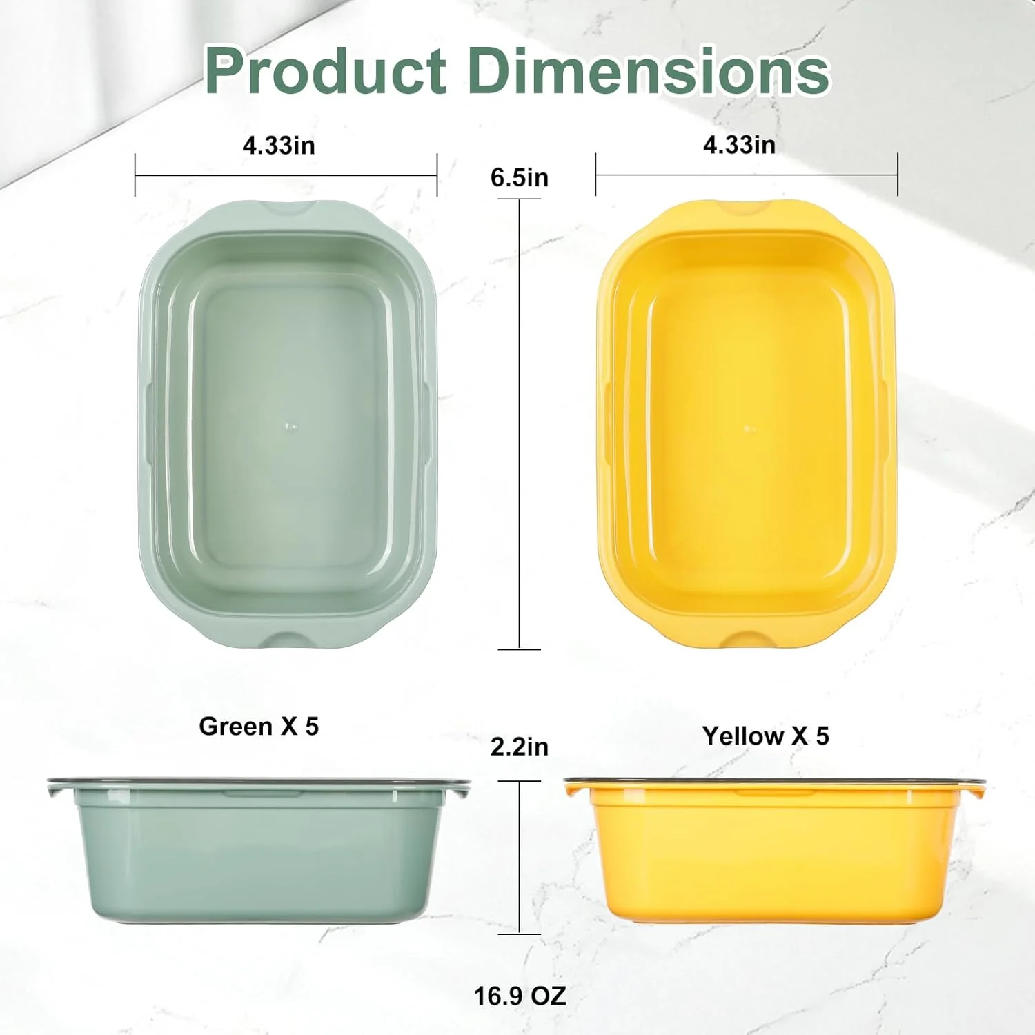 ظروف نگهداری غذا VINATO با درب، ست 10 عددی - ظروف فریزر 500 میلی لیتری ساخته شده از PP بدون BPA، شیشه های نگهداری مواد غذایی قابل چیدن با درب، قابل استفاده در مایکروویو و فریزر