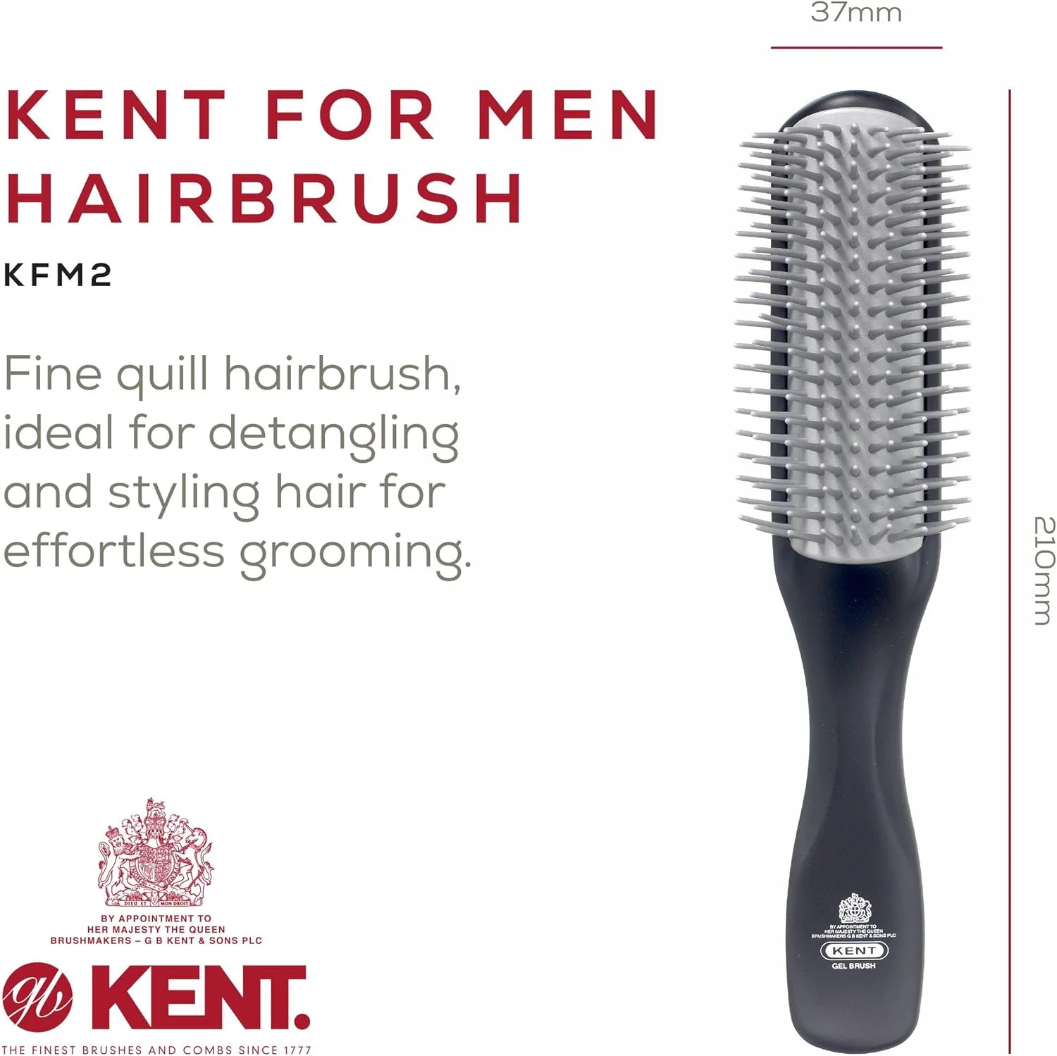 برس موی مردانه نیمه شعاعی Kent برای موهای ضخیم/بلند برس موی مردانه نیمه شعاعی Kent برای موهای ضخیم/بلند