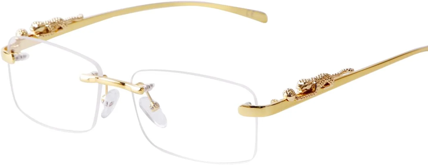 عینک آفتابی بدون فریم وینتیج ADE WU، عینک آفتابی مستطیلی فلزی طلایی لوکس و بدون قاب با لنزهای رنگی