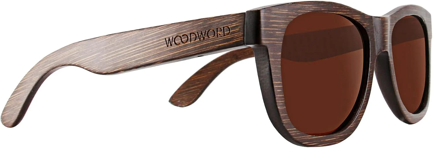 عینک آفتابی چوبی پلاریزه WOODWORD برای مردان و زنان - عینک آفتابی چوبی بامبو به همراه جعبه