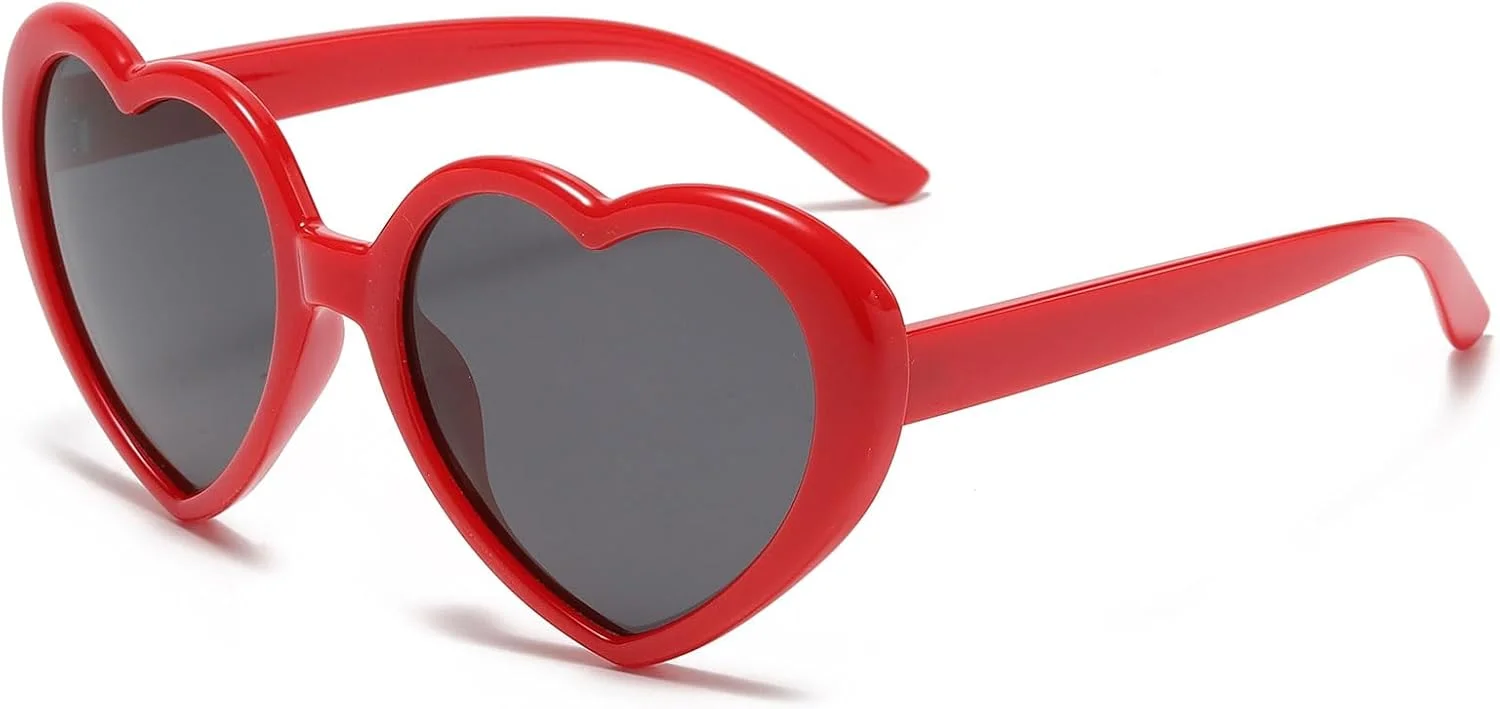 عینک آفتابی قلبی پلاریزه YAMEIZE، ترندی دهه 90 - عینک قلبی رترو برای خانم ها و آقایان، عینک آفتابی طرح قلب، رنگارنگ و مناسب مهمانی و فضای باز
