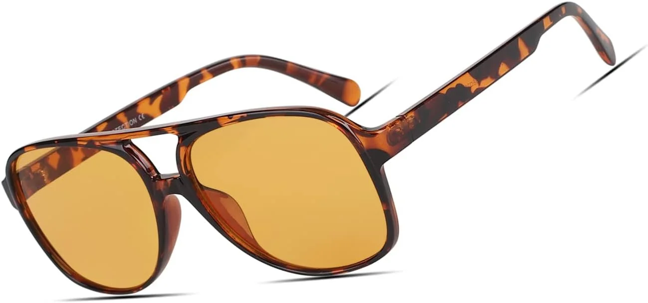 عینک آفتابی بزرگ Xpectrum مدل دهه 70، زرد شفاف، رترو، مناسب آقایان و خانم ها، عینک آفتابی ترند و وینتیج