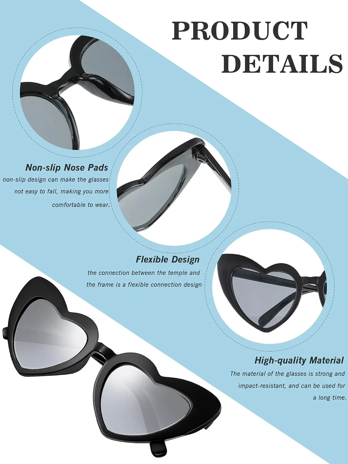 Weewooday 10 جفت عینک آفتابی قلبی شکل، عینک آفتابی ساقدوش عروس برای مهمانی عروسی و ولنتاین زنانه و مردانه