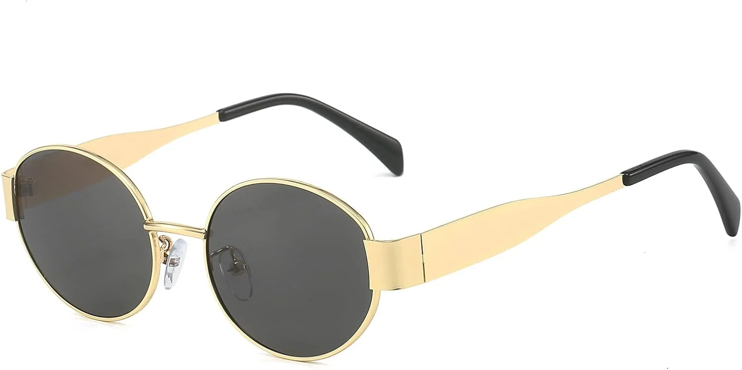 عینک آفتابی فلزی رترو YAMEIZE - عینک آفتابی گرد کلاسیک کوچک با محافظت UV400 برای زنان و مردان مناسب فضای باز
