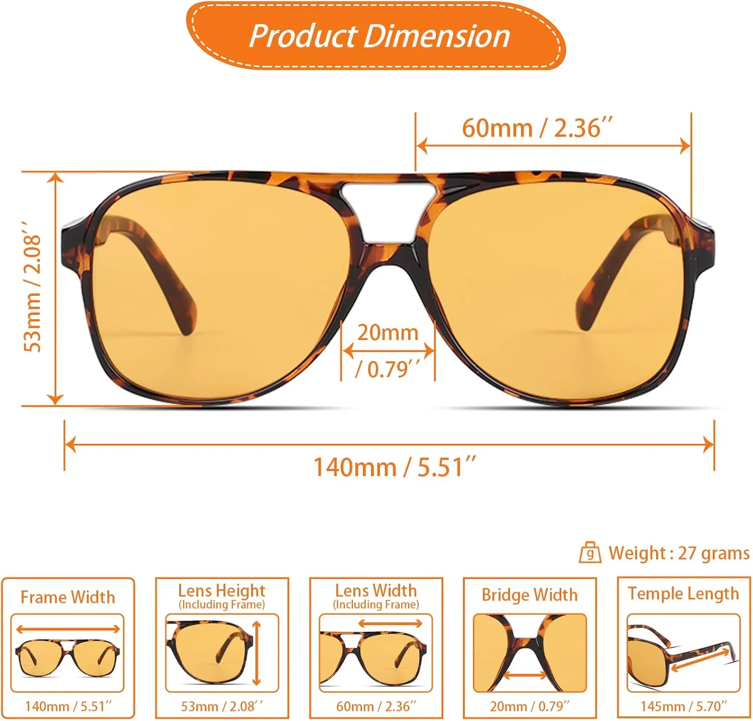 عینک آفتابی بزرگ Xpectrum مدل دهه 70، زرد شفاف، رترو، مناسب آقایان و خانم ها، عینک آفتابی ترند و وینتیج