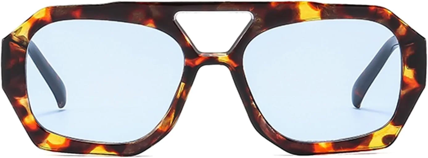 عینک آفتابی خلبانی پل دوتایی رترو دهه 70 YAMEIZE - عینک آفتابی شش ضلعی کلاسیک، عینک مربعی برای رانندگی، مناسب خانم ها و آقایان