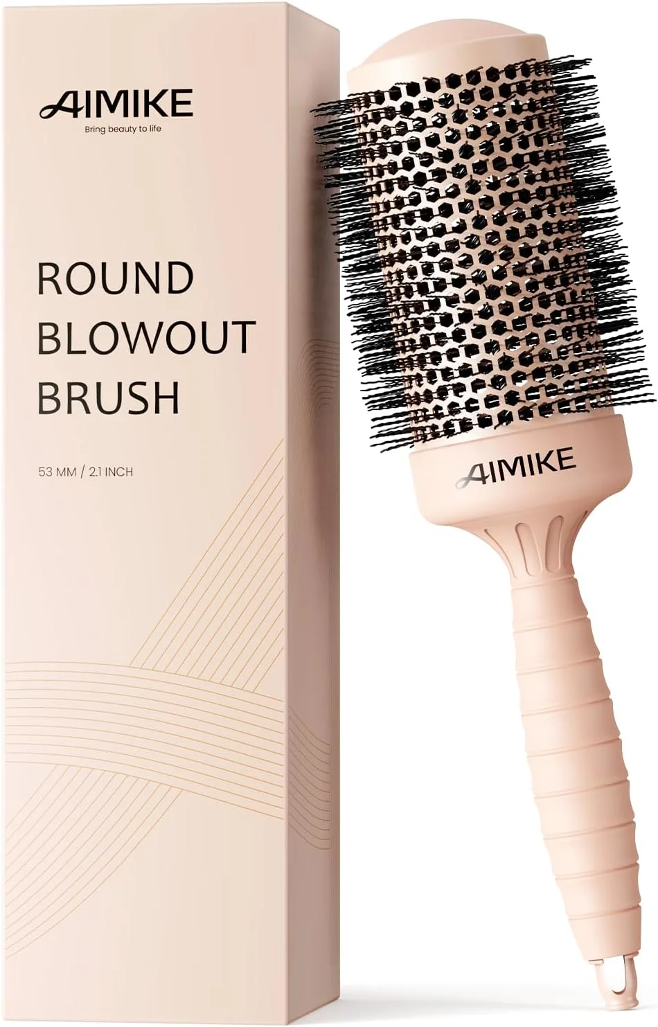 برس گرد مو AIMIKE، فناوری سرامیک حرارتی نانو یونی 2.1 اینچی، برس گرد بزرگ برای خشک کردن و حالت دادن به مو، حداکثر حجم و درخشندگی، قطر بدنه 2.1 اینچ، برای موهای ضخیم و مجعد، مناسب برای خانم ها و آقایان