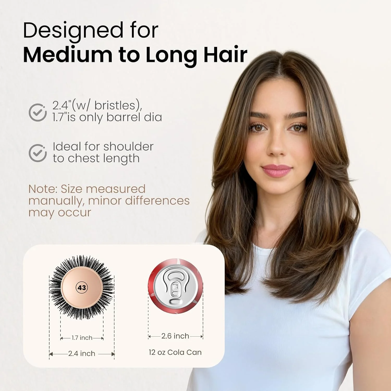 برس گرد آیمایک برای حالت دادن مو، برس موی گرد فوق العاده بلند با فناوری نانو سرامیک حرارتی و یونی، برای خشک کردن و حالت دادن، فر کردن و درخشش - قطر استوانه 1.7 اینچ