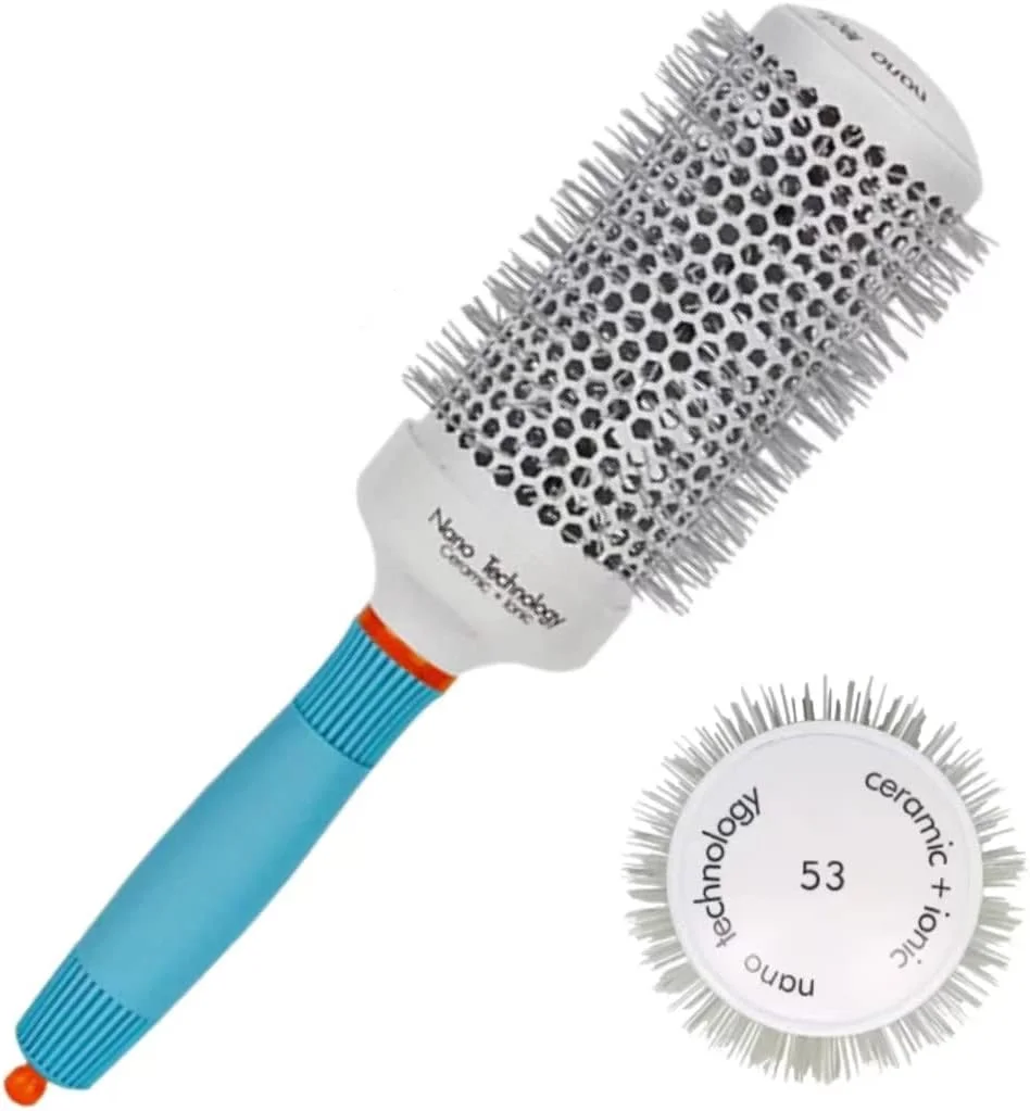 برس گرد BananaHome برای خشک کردن مو، برس موی نانو حرارتی سرامیکی و فناوری یونی، برس بشکه ای گرد حرفه ای برای حالت دادن، فر کردن و صاف کردن (53 میلی متر، سبز+سفید)