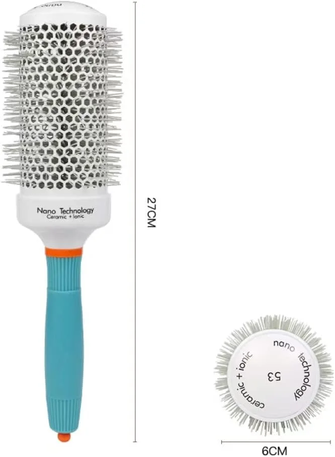 برس گرد BananaHome برای خشک کردن مو، برس موی نانو حرارتی سرامیکی و فناوری یونی، برس بشکه ای گرد حرفه ای برای حالت دادن، فر کردن و صاف کردن (53 میلی متر، سبز+سفید)