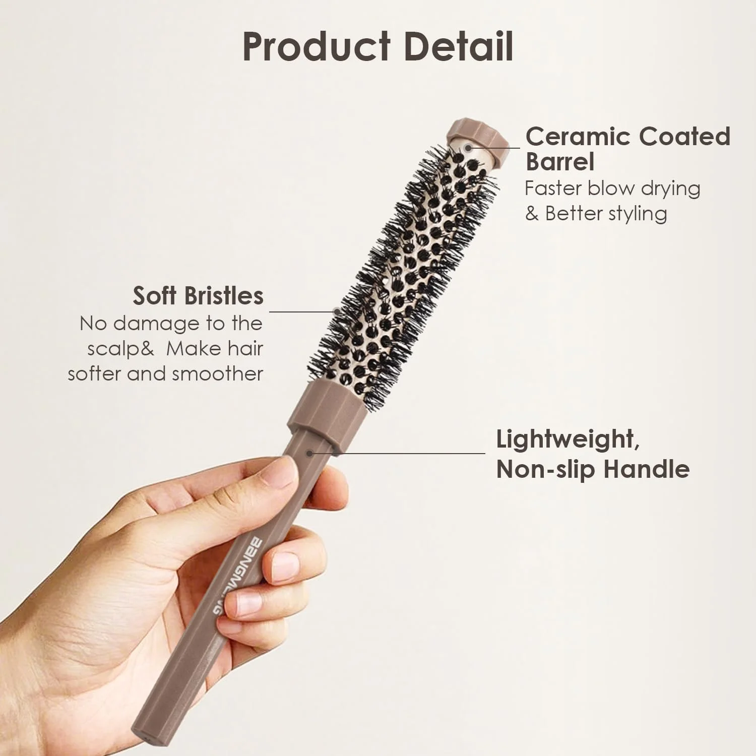 ست برس گرد کوچک بنگمنگ 3 عددی، برس مو استوانه‌ای 3/7 1/2 5/8 اینچی برای خشک کردن با سشوار، برس موی نرم برای حالت دادن، حجم دادن به مو برای زنان و مردان، موهای کوتاه، چتری، ریشه، فر کردن، صاف کردن