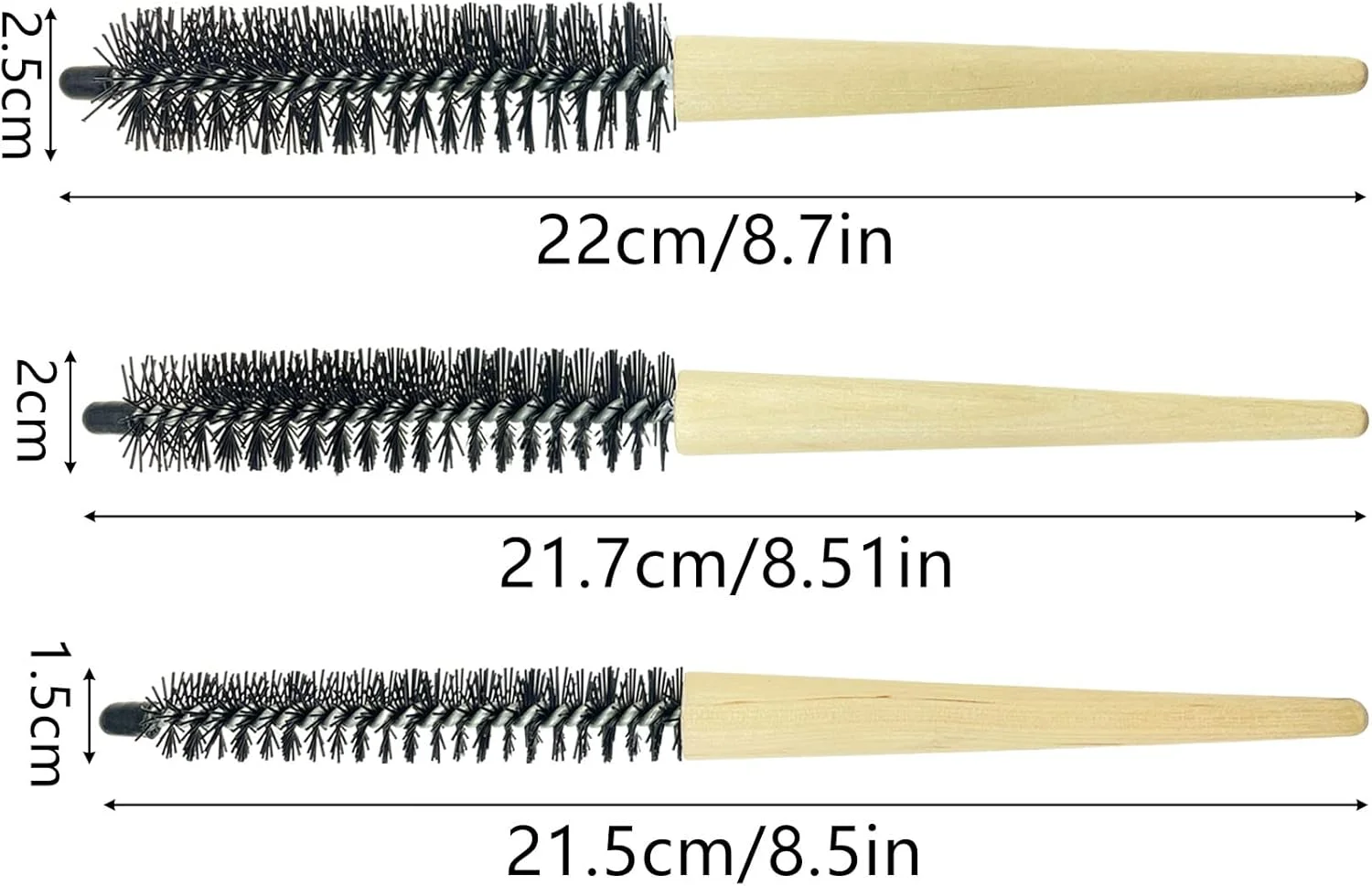 آسوئوامت 3 عدد برس مو گرد، برس مو گرد بزرگ، برس فر کننده متوسط، برس کوچک ریش، برس های گرد حالت دهنده مو برای خشک کردن با سشوار (3 سایز)
