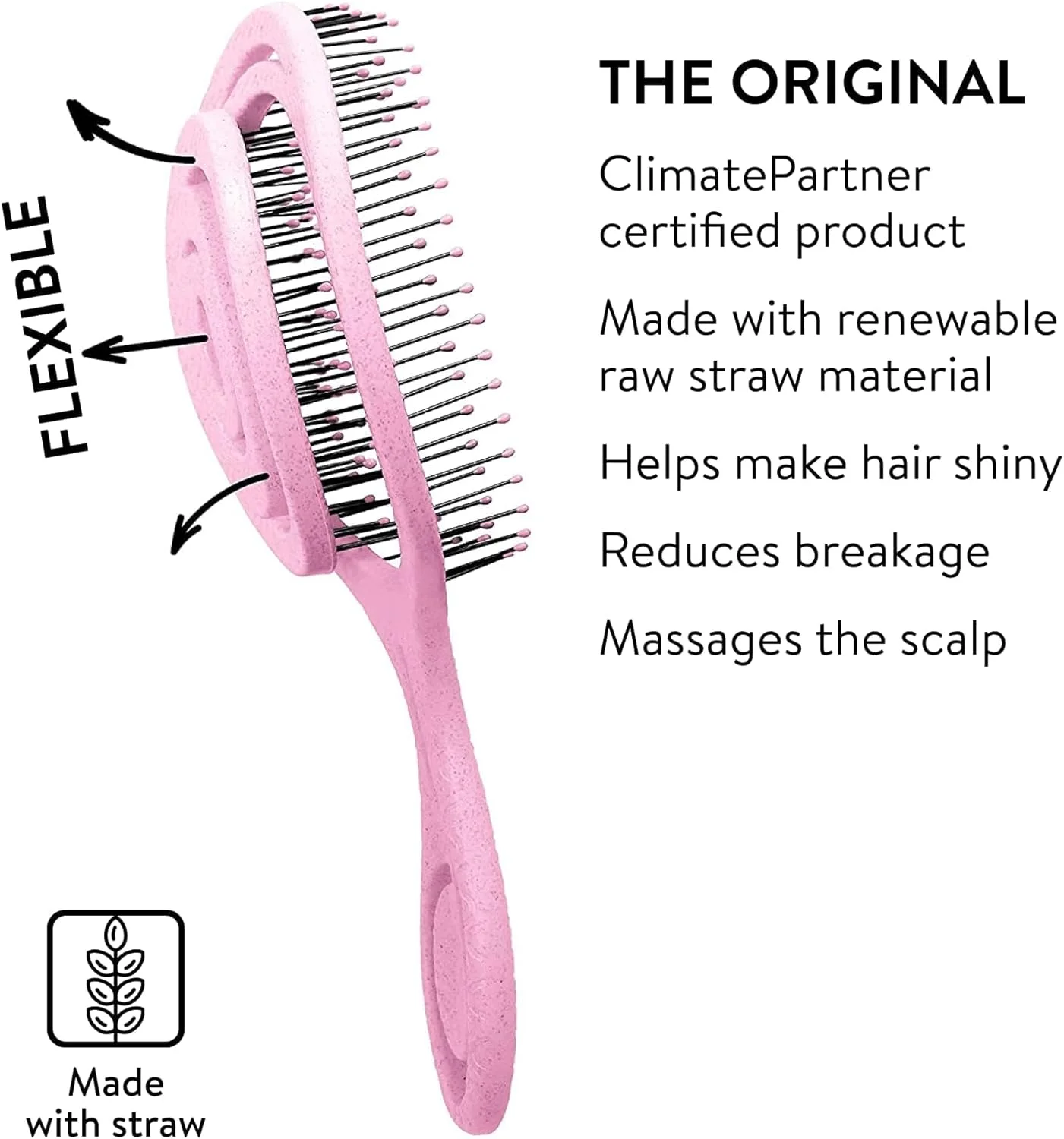 برس موی ارگانیک کیارا آمبرا، برس بدون کشیدگی، برس باز کننده گره مناسب برای موهای فر و بلند زنان، مردان و کودکان، برس ماساژ پوست سر، برس فر کننده پایدار، برس مو - یاسی