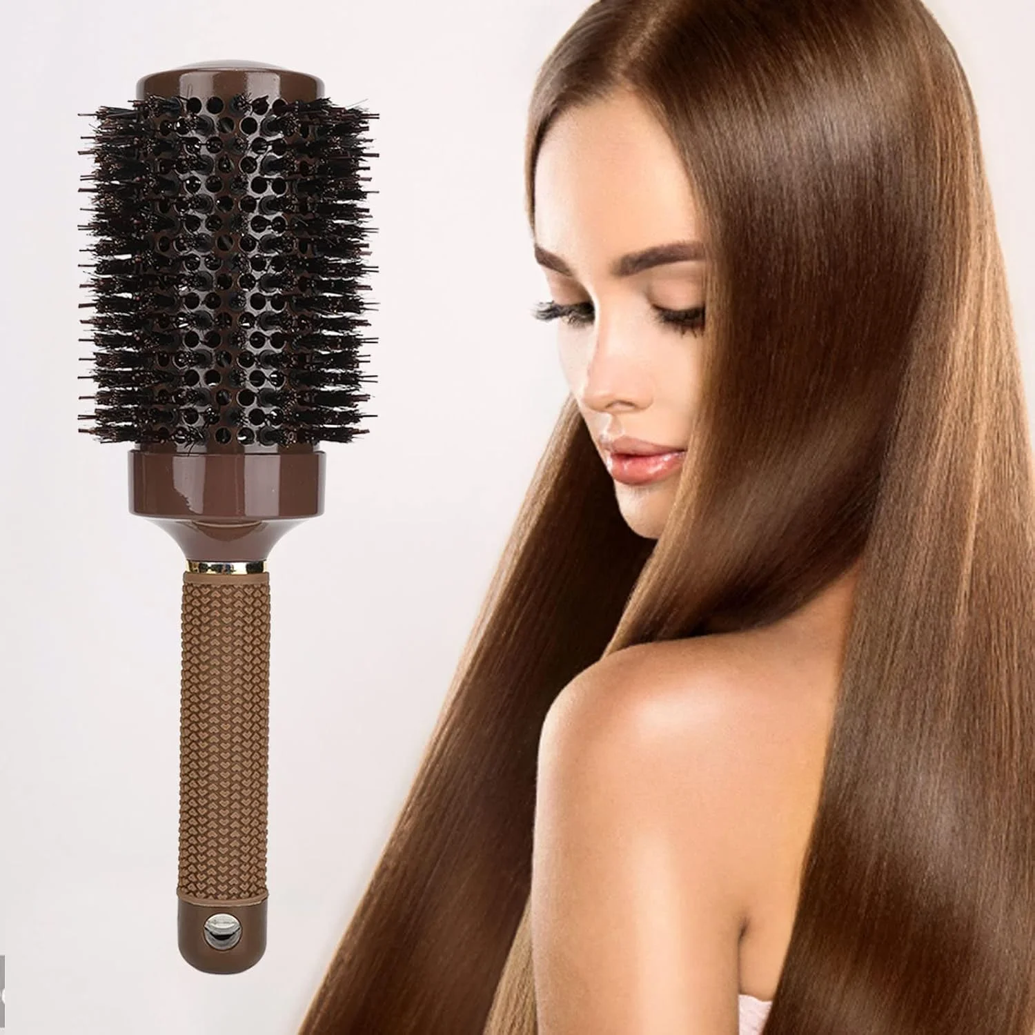 برس مو گرد با موهای نرم و مقاوم در برابر حرارت، برس حالت دهنده ارگونومیک برای خشک کردن، فر کردن و صاف کردن مو