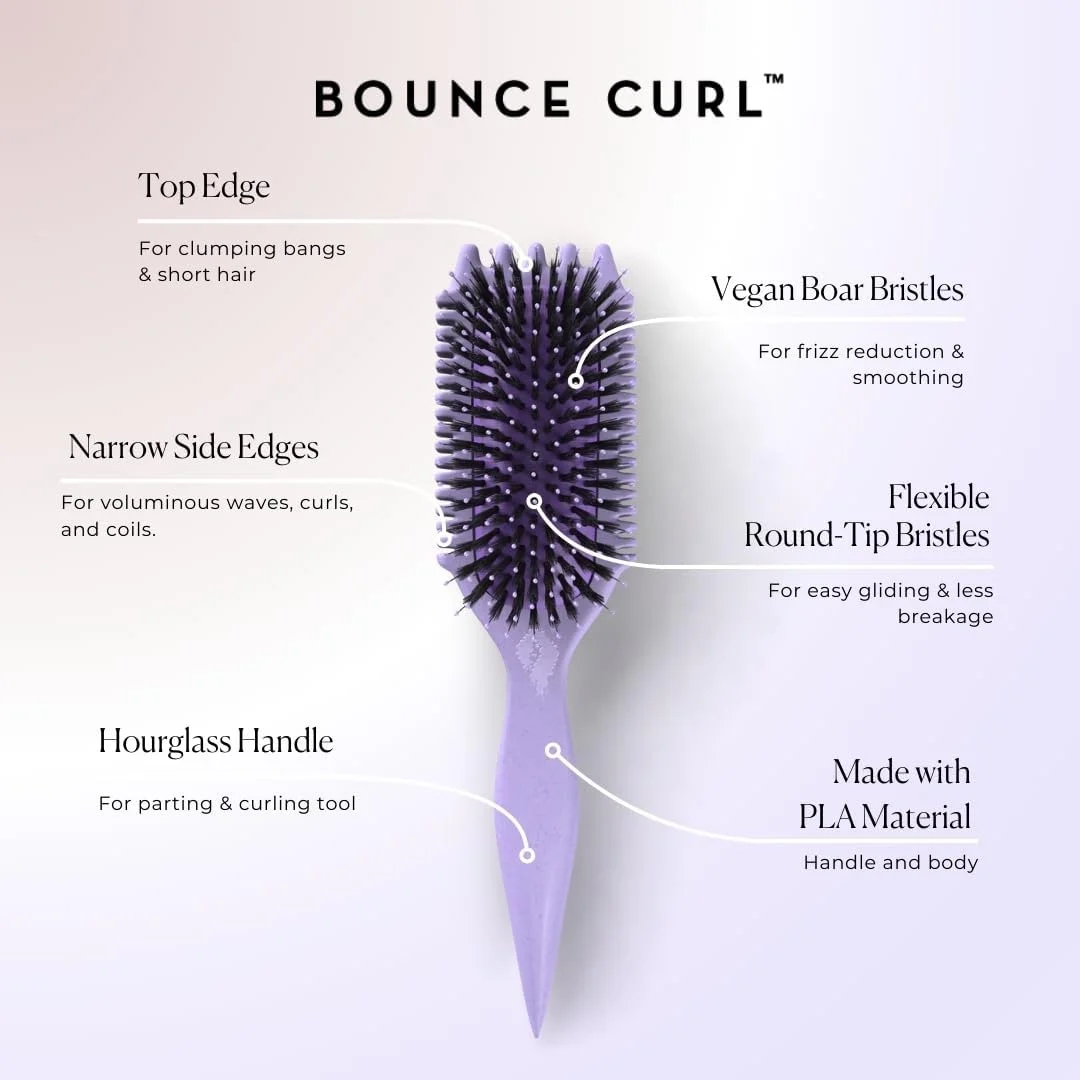 برس حالت دهنده و حجم دهنده مو Bounce Curl - ابزار 5 در 1 برای حجم دادن به موهای موج دار، فر و مجعد - بنفش