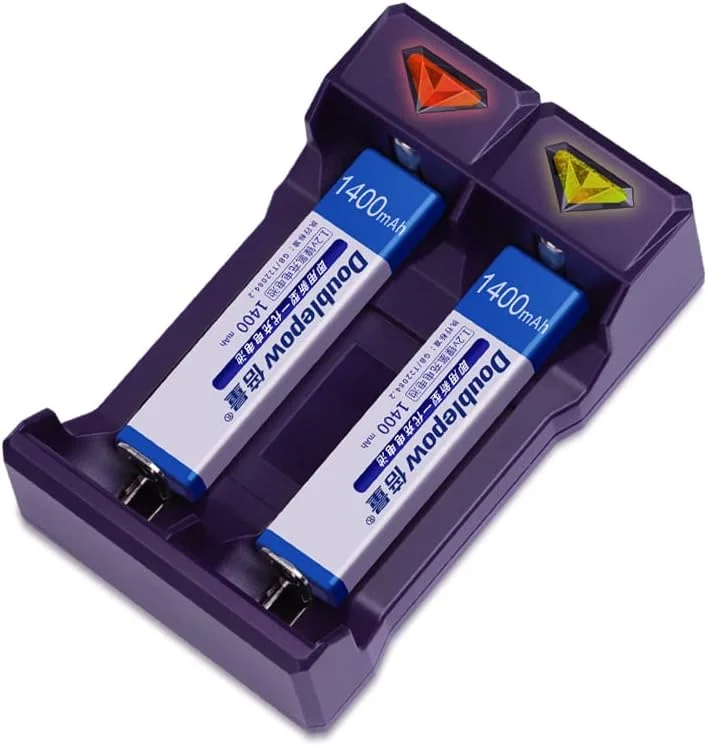 بسته 2 عددی باتری های قلمی مینی دیسک CD مدل Dunamis Exousia 7/5 F6 و شارژر USB - 1.2 ولت 1400 میلی آمپر ساعت Ni-MH (شارژر F6 + بسته دوتایی باتری)