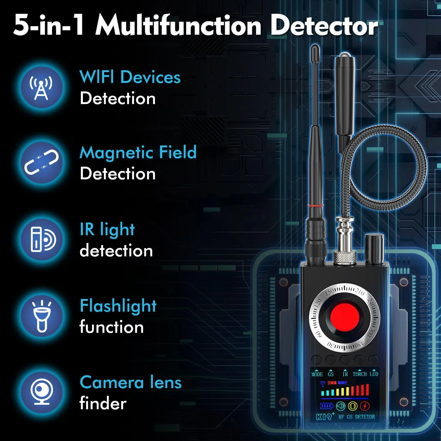 دستگاه ردیاب دوربین مخفی FOWARD GAUSS، ضد جاسوسی، اسکنر دوربین قابل حمل، ردیاب دستگاه شنود، مکان یاب دوربین، ردیاب های GPS برای ردیاب ها