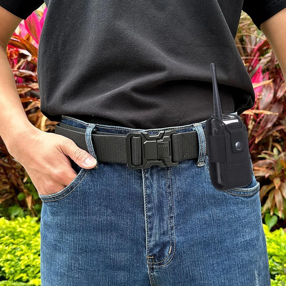 کیف نگهدارنده بیسیم، رادیو، تلفن، دستگاه کوچک، مشکی، 15x6.5x5 سانتی متر، بدون نیاز به دست، قابل حمل، ضد آب، پلی استر، مناسب ورزش، فعالیت های خارج از منزل