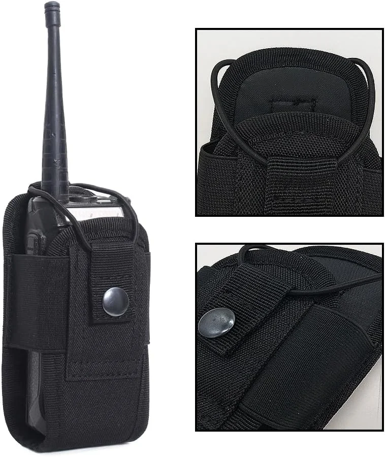 کیف نگهدارنده بیسیم، رادیو، تلفن، دستگاه کوچک، مشکی، 15x6.5x5 سانتی متر، بدون نیاز به دست، قابل حمل، ضد آب، پلی استر، مناسب ورزش، فعالیت های خارج از منزل