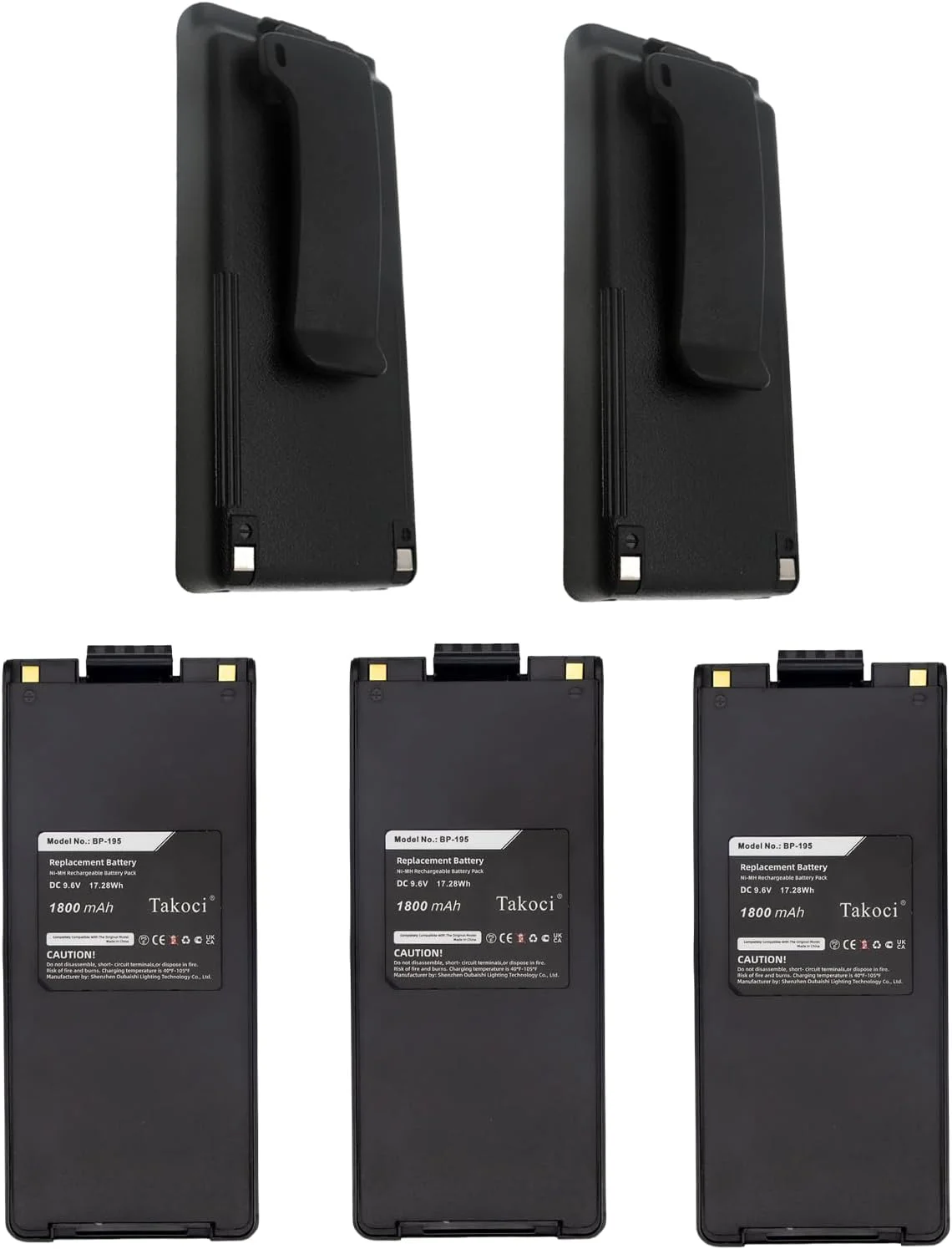 Youejoeq (تعداد 5 عدد) باتری جایگزین 9.6 ولت Ni-MH برای ICOM IC-A24, IC-A4, IC-A6, IC-F11, IC-F12, IC-F21, IC-F22, IC-F3,IC-F4, IC-T2A, IC-V8, IC-V82، مناسب برای شماره قطعه BP-195, BP-196 1800mAh / 17.28Wh