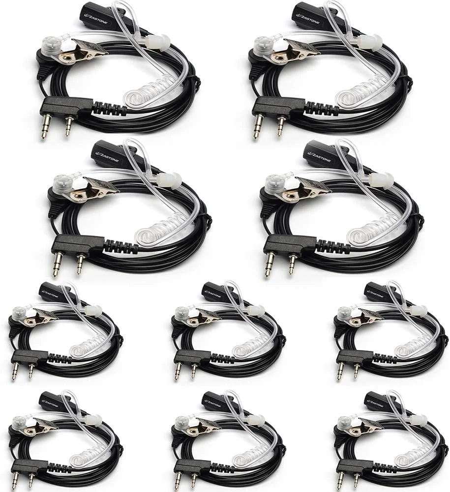 گوشی مخفی هوا-آکوستیک Zastone با 2 پین برای واکی تاکی، هدست برای رادیو دو طرفه کنوود PUXING POFUNG Baofeng UV-3R PLUS UV-5R UV-5RA 888S (بسته 10 عددی)