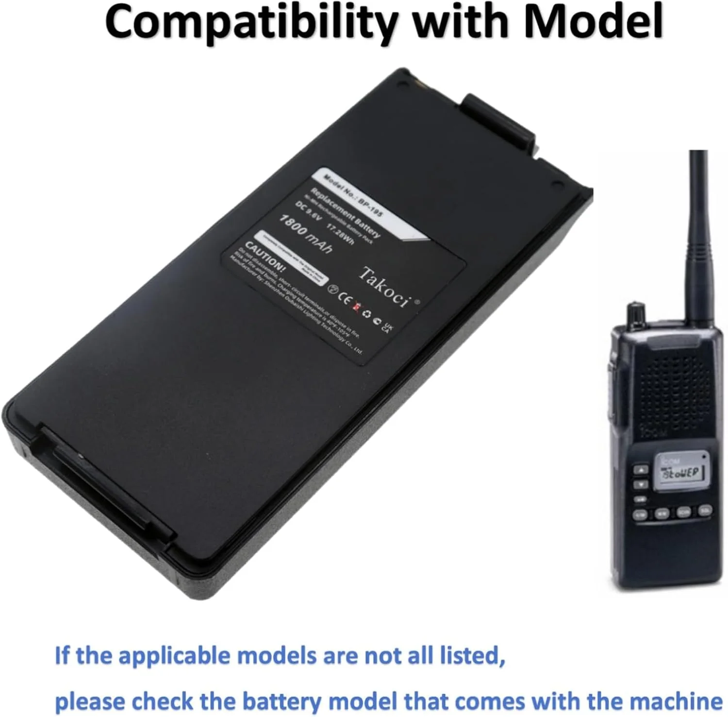 Youejoeq (تعداد 5 عدد) باتری جایگزین 9.6 ولت Ni-MH برای ICOM IC-A24, IC-A4, IC-A6, IC-F11, IC-F12, IC-F21, IC-F22, IC-F3,IC-F4, IC-T2A, IC-V8, IC-V82، مناسب برای شماره قطعه BP-195, BP-196 1800mAh / 17.28Wh