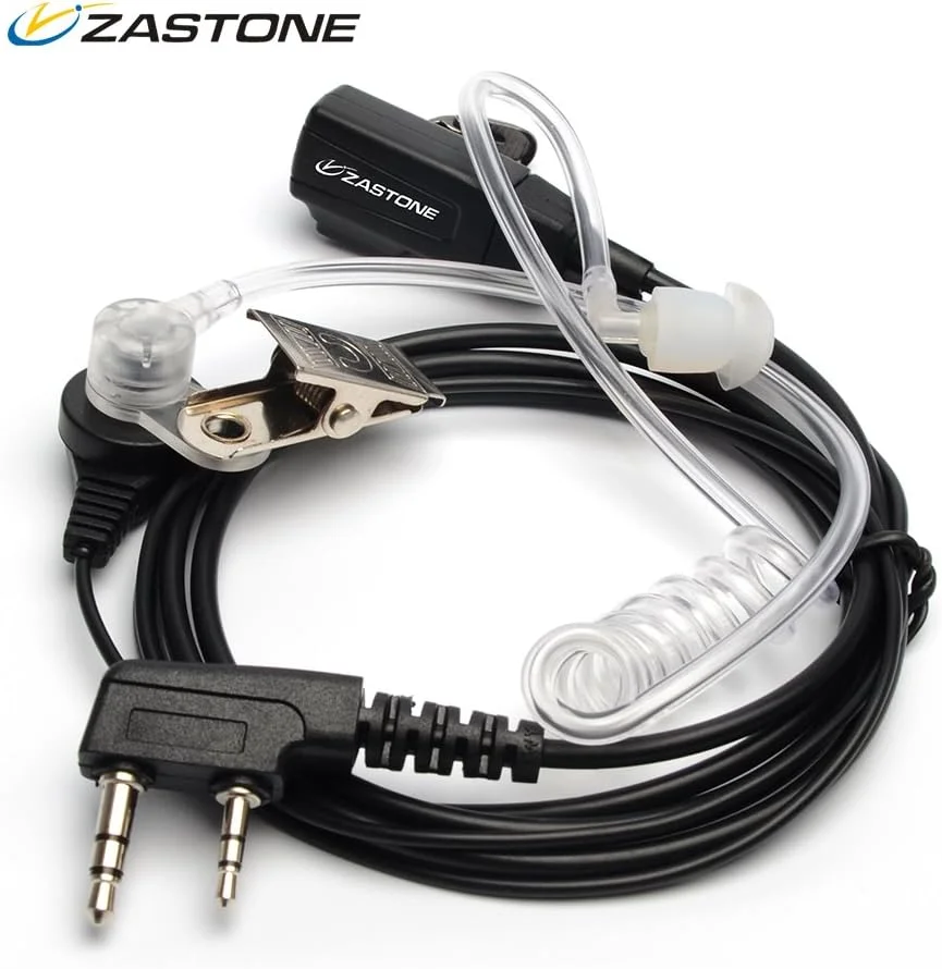 گوشی مخفی هوا-آکوستیک Zastone با 2 پین برای واکی تاکی، هدست برای رادیو دو طرفه کنوود PUXING POFUNG Baofeng UV-3R PLUS UV-5R UV-5RA 888S (بسته 10 عددی)