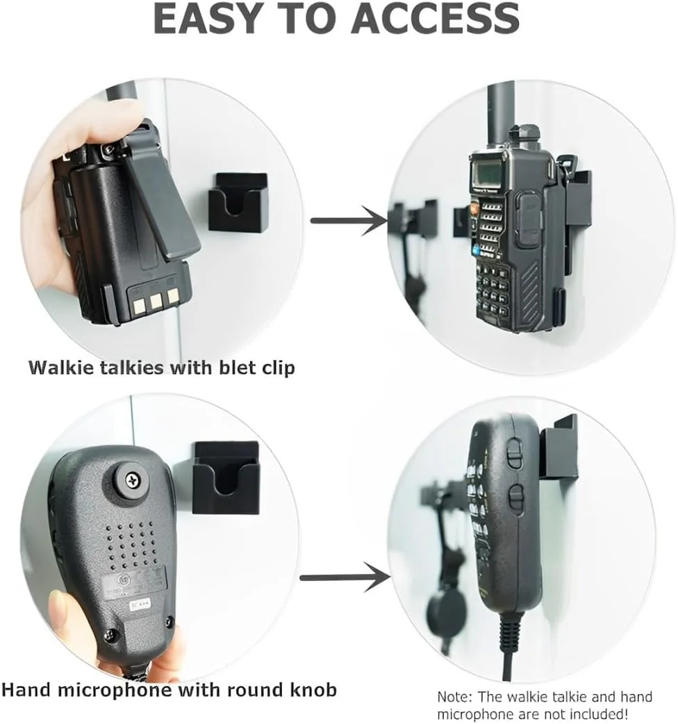 نگهدارنده بیسیم واکی تاکی یور ممو، بسته 2 عددی، نگهدارنده میکروفون رادیویی خودرو با چسب پشتی، سازگار با UV-5R، UV-K5 و اکثر واکی تاکی های دستی