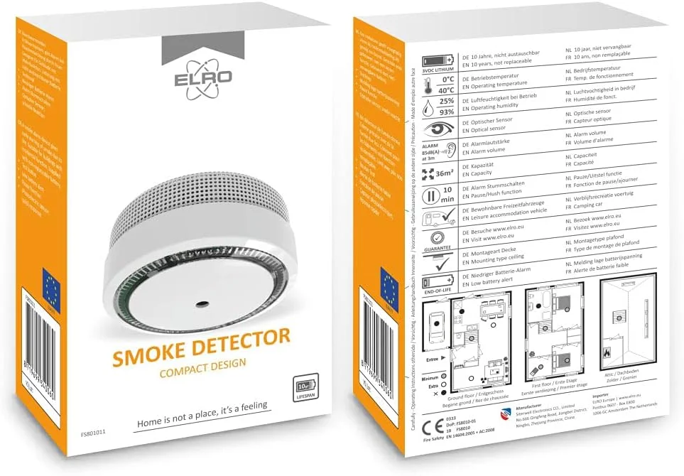 آشکارساز دود ELRO FS801011، سفید، 1 عدد آشکارساز دود ELRO FS801011، سفید، 1 عدد