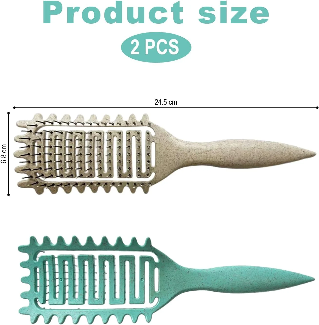 Curls Hair Brush, Curly Hair Brush, Brush for Curls & Curl Defining Brush, Hair Brush for Curls Without Pulling, Curling Brush for Thick/Thin Hair - Green & Beige