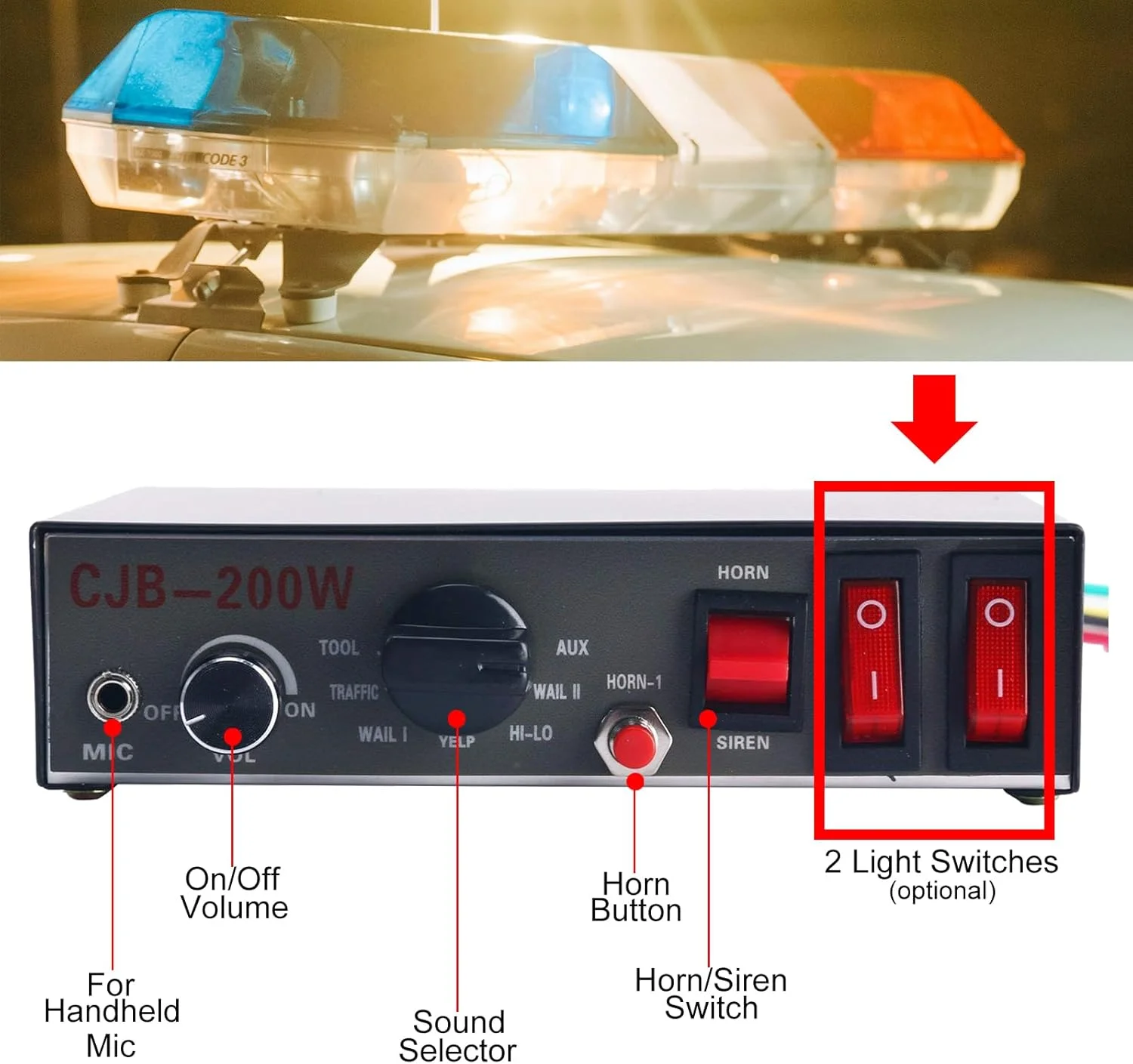 آژیر خطر اضطراری FreeTec با 8 تن صدا، بلندگوی 200 وات، کیت سیستم PA به همراه میکروفون دستی و سوئیچ های کنترل نور برای خودروهای پلیس، آمبولانس و آتش نشانی آژیر خطر اضطراری FreeTec با 8 تن صدا، بلندگوی 200 وات، کیت سیستم PA به همراه میکروفون دستی و سوئیچ های کنترل نور برای خودروهای پلیس، آمبولانس و آتش نشانی