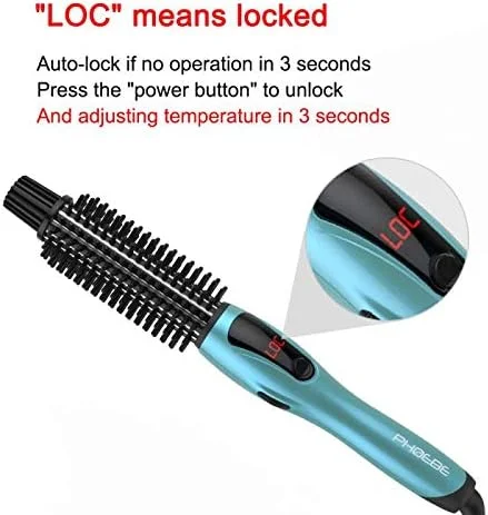 برس فر کننده مو، برس فر کننده مو برقی دو ولتاژ 1 اینچی، برس فر کننده موی داغ تورمالین سرامیکی یونی منفی حرفه ای، برس حرارتی ضد سوزش 3 در 1، برس حالت دهنده برای موهای بلند (آبی)