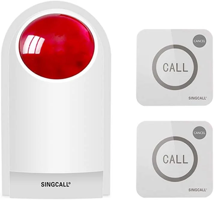 کیت آژیر هشدار دهنده اضطراری از راه دور، ضد آب، مناسب فضای باز، با صدای بلند، دارای دکمه های تماس SOS، سیستم هشدار برای کسب و کار، خانه، مغازه، هتل، مدرسه، برد 90 متر، 1 آژیر قرمز چشمک زن + 2 دکمه تماس