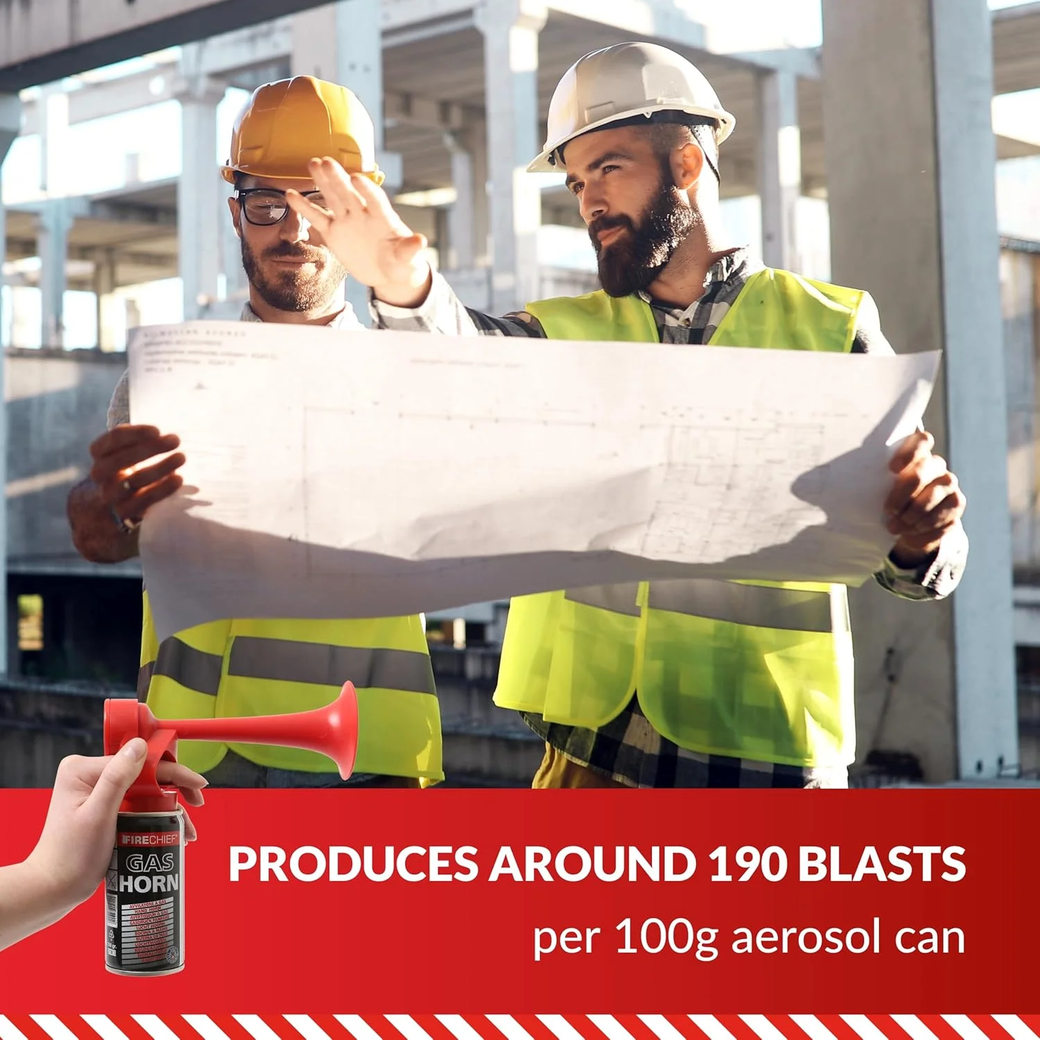 بوق بادی Firechief برای اعلام هشدار - بوق اضطراری پر سر و صدا برای آلارم آتش سوزی در محل کار یا اداره - قوطی 100 گرمی غیر قابل اشتعال - بوق رویداد، روز ورزشی و موارد دیگر -