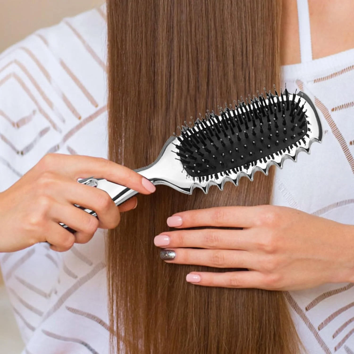 برس حالت دهنده موهای فر - برس حالت دهی برای فر کردن مو | شانه ماساژ چند منظوره حالت دهنده فر برای سفر کاری، مدرسه و فضای باز